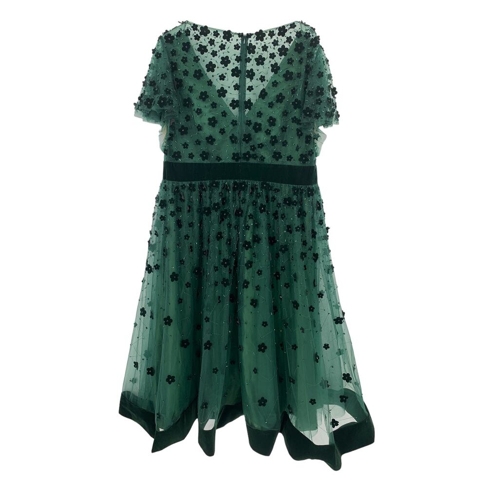 MAC DUGGAL Dress Size 14 Evening Gown New Green Midi Fit Flare Butterfly Velvet - Picture 5 of 7